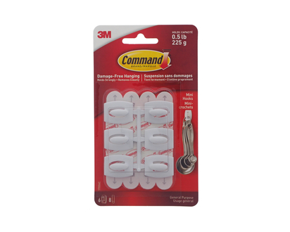Mini Hooks, 6pc - Holds 0.5lbs/225g/6pk