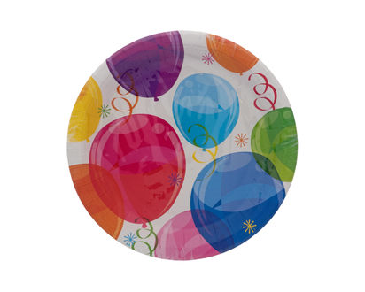Balloon Print Round Paper Plates - 9"