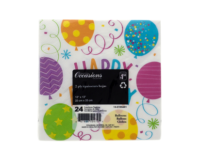 Happy Birthday Luncheon Napkins, 24PC - 33cmx33cm