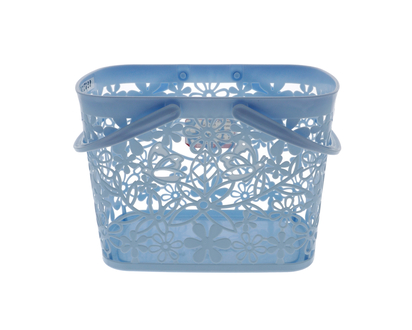 Plastic Basket W/Floral Diecut 2 Handles - 25.6X17.5X17.8 CM
