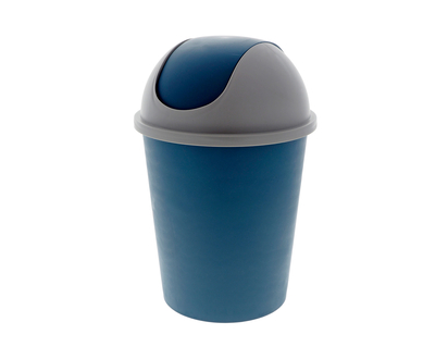 5L Plastic Waste Basket w/Swinging Lid - 5L, 8.1" X 12.2"