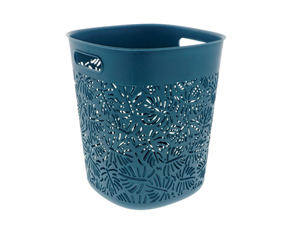 Square Leaf Die Cut Plastic Waste Basket - 9.3" x 9.3" x 10.8"