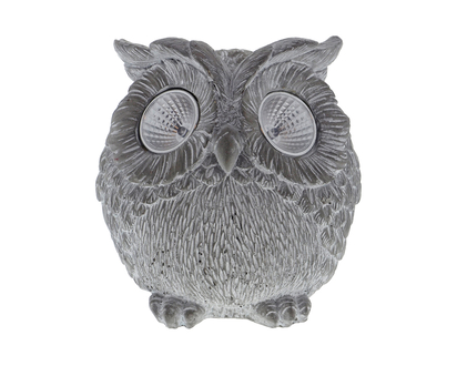 Cement Garden Owl Figurine w/Solar eyes
