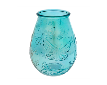 Butterfly Embossed Glass Vase - 13cmx17cm