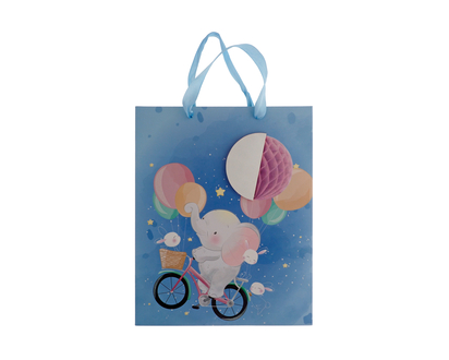 Grand sac cadeau av/boule nid d'abeilles - 26cmx32cmx12cm