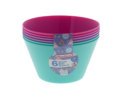 Children'S Plastic Bowls, 6PC - 6 pk, 375 ml (12.7 OZ)