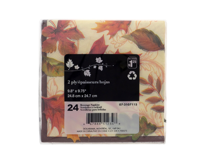 Tksgiving-Printed Beverage Napkins, 20pc - 24CT, 9.8" X 9.75"