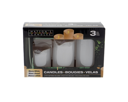 LED Candle Lights, 3pc - 5.5 X 5.2, 7.5 X 5.2, 9.5 X 5.2