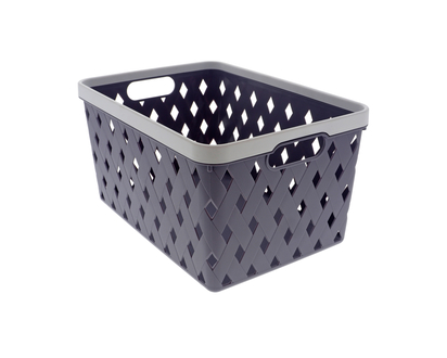 Rectangular Plastic Woven Basket ,Trim - 15.5 X 29.5 X 19 CM (6.1 X 11.6