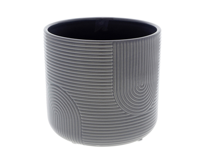 Embossed Ceramic Flower Pot - 14 X 15 X 10.4 / 5" X 6" X 4"
