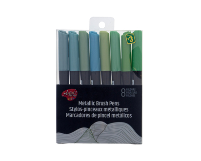 Metallic Brush Pens, 8PC - 1.2cmx1.2cmx13.3cm