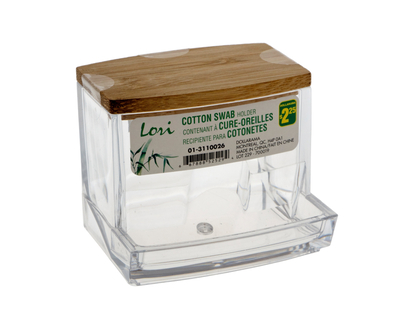 Cotton Swab Dispenser With Bamboo Lid - 6.7cmx9cm