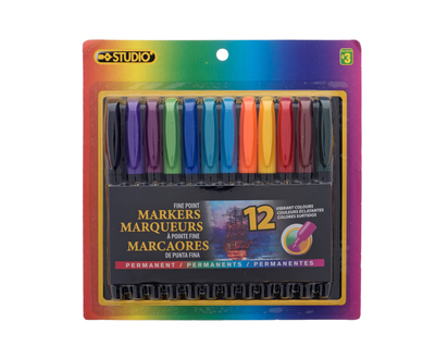 Marqueurs de couleur permanent, 12PC - Pqt de 12