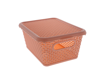 8.6"x6.5" Plastic Basket w/Scalloped Lid - 23.5 X 17.5 X 10 CM (9.25" X 6.8