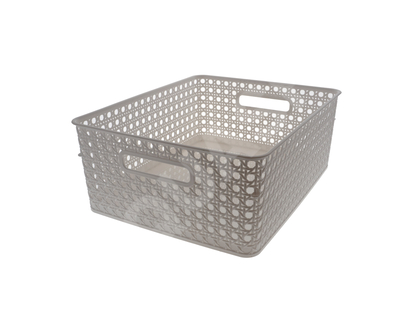 Rattan Look Plastic Basket - 35cmx28.3cmx13.5cm