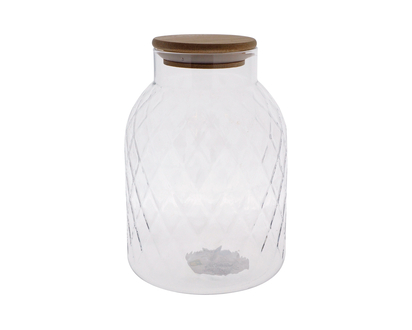 Bocal en verre martelé avec couvercle - Assorties