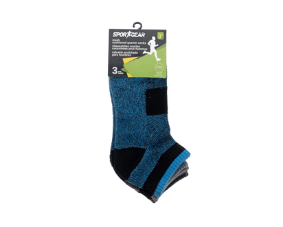 Mens Cushioned Quarter Socks - 3pk,10-13