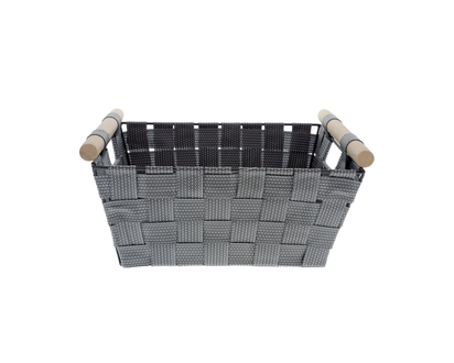 Wire Frame Pp Strap Basket With wood - 13.5cm