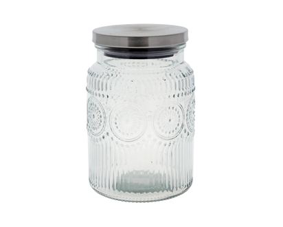 Mandala Embossed Glass Jar - RV 1 L (34 FL OZ)
