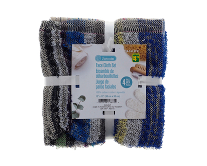 Yarn Dyed Cotton Face Cloth Set - 4 pk