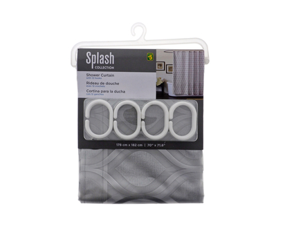 178x182cm Shower Curtain w/ Hooks - 178X182 CM (70X71.5")