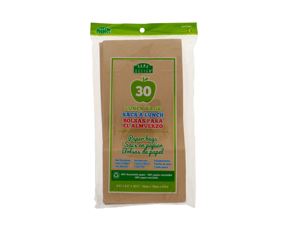 30ct Brown Paper Lunch Bags - 27.4x13.3x8.4cm