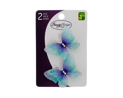 Sassy Design Butterfly Hair Clips 2pk - 2 pcs
