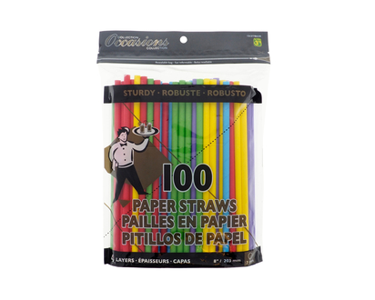 100ct Colored Paper Straws