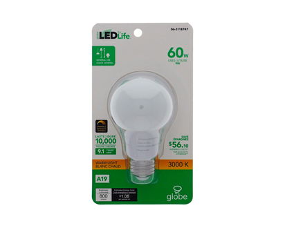 LED A19 60W Dimmable Bulb - A19/60W/3000K