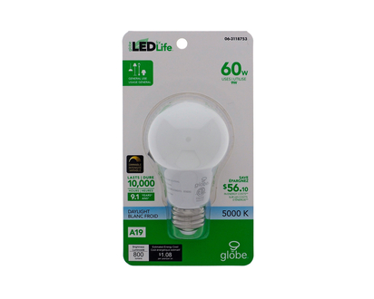 A19 60W LED Dimmable Bulb - A19/60W/5000K