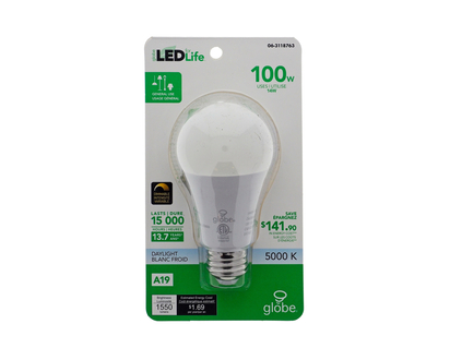 A19 100W Dimmable LED Bulb - A19/100W/5000K
