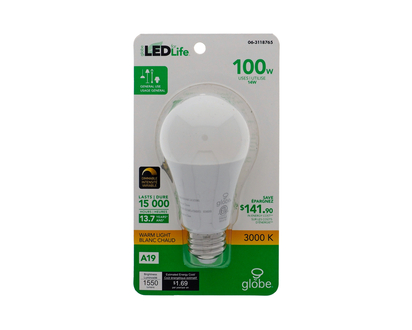 A19 100W LED Dimmable Bulb - A19/100W/2700K