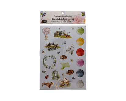 2 Sheets Embossed Glitter Stickers - 2 Sheets