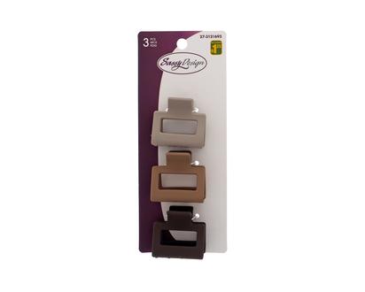 SASSY DESIGN 3 pinces cheveux mates - Pqt de 3