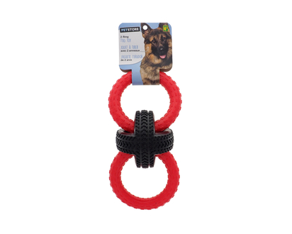 Jouet chien anneaux et balle pneu - 24.5cmx9.9cmx12.3cm