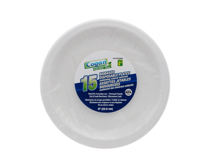 COGAN 15ct 9in White Plates - 15pk/9"