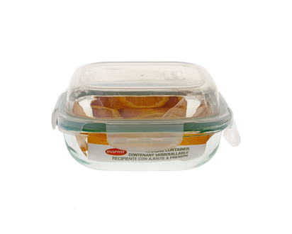 SNAPTITE 600ml Sq Glass Food Container - 600ml /20 oz