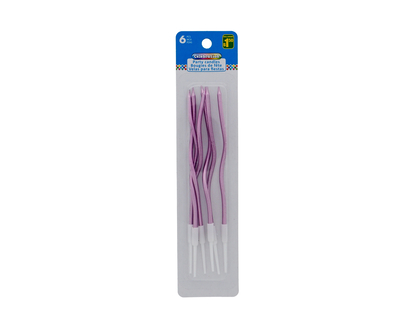 6pk Metallic Long Wavy Party Candles - 6pk