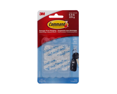 3M COMMAND 6pk Mini Hooks - 6 Hooks&8 Strips