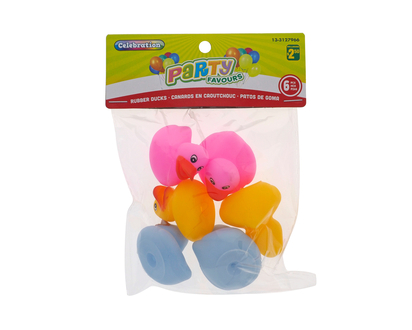 6pk Rubber Ducks Party Favours - 3.9cmx3.7cmx3.8cm