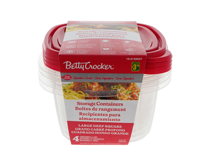 BETTY CROCKER 4pk 1.2L Containers Lids - 1.2L,5.2 cups