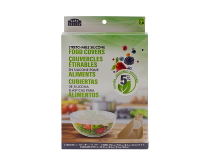 RAMA D. 5pk Stretch Silicone Food Covers - 8.5cm,10.5cm,13cm,15cm,18cm