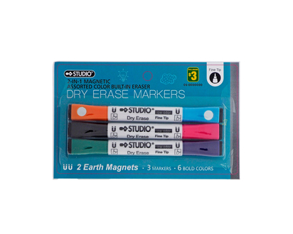 STUDIO Double Ended Dry Erase Markers - 3pk