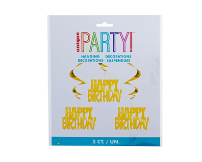 3pcs "Happy Birthday" Hanging Deco - 3pcs