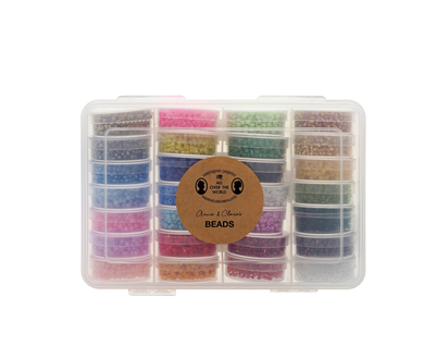 28ct Seed Glass Beads in Round Ctnrs - 17.5cmx11.7cmx4.5cm