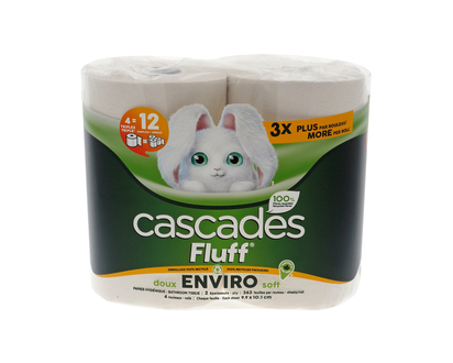 CASCADES FLUFF Enviro 4 Toilet Papers - 4 Rollsx363 Sheets,2 Ply