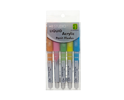 5pk Liquid Acrylic Paint Markers - 5pk