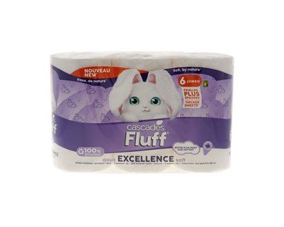 CASCADES FLUFF Excellence 6 Toilet Paper - 6 Rollsx220 Sheets,2 Ply