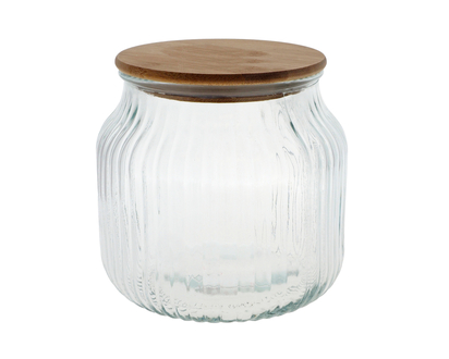 Ribbed Glass Jar Bamboo Lid