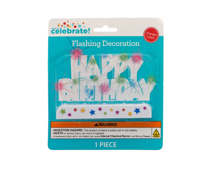 Light Up Flashing Happy Birthday Decor - 12.2cmx8.1cm